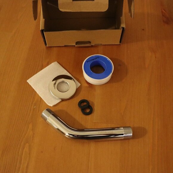 POYWOPO Chrome shower arm replacement or extender kit, 5.6 inches, New - Picture 3 of 9